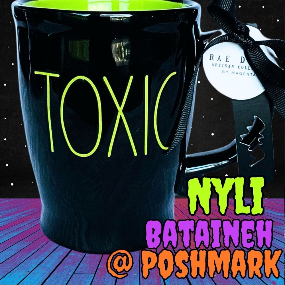 Rae Dunn Halloween Mug Toxic Holiday Theme Black Green New Release